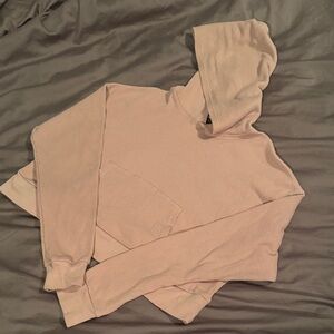 Revamped Dusty Pink Hooded Waffle Cropped Hoodie